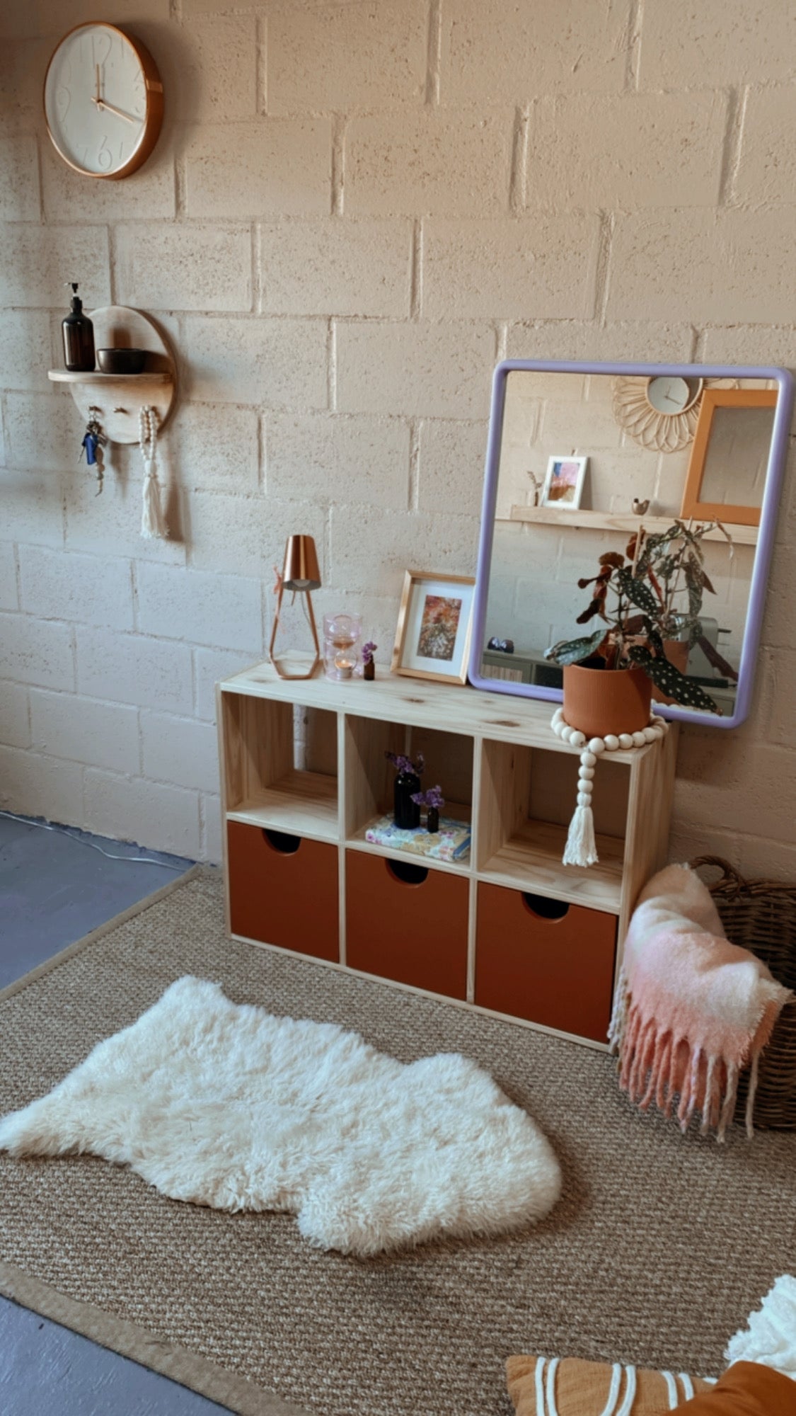 Playroom storage 6 cube unit with pull out storage boxes