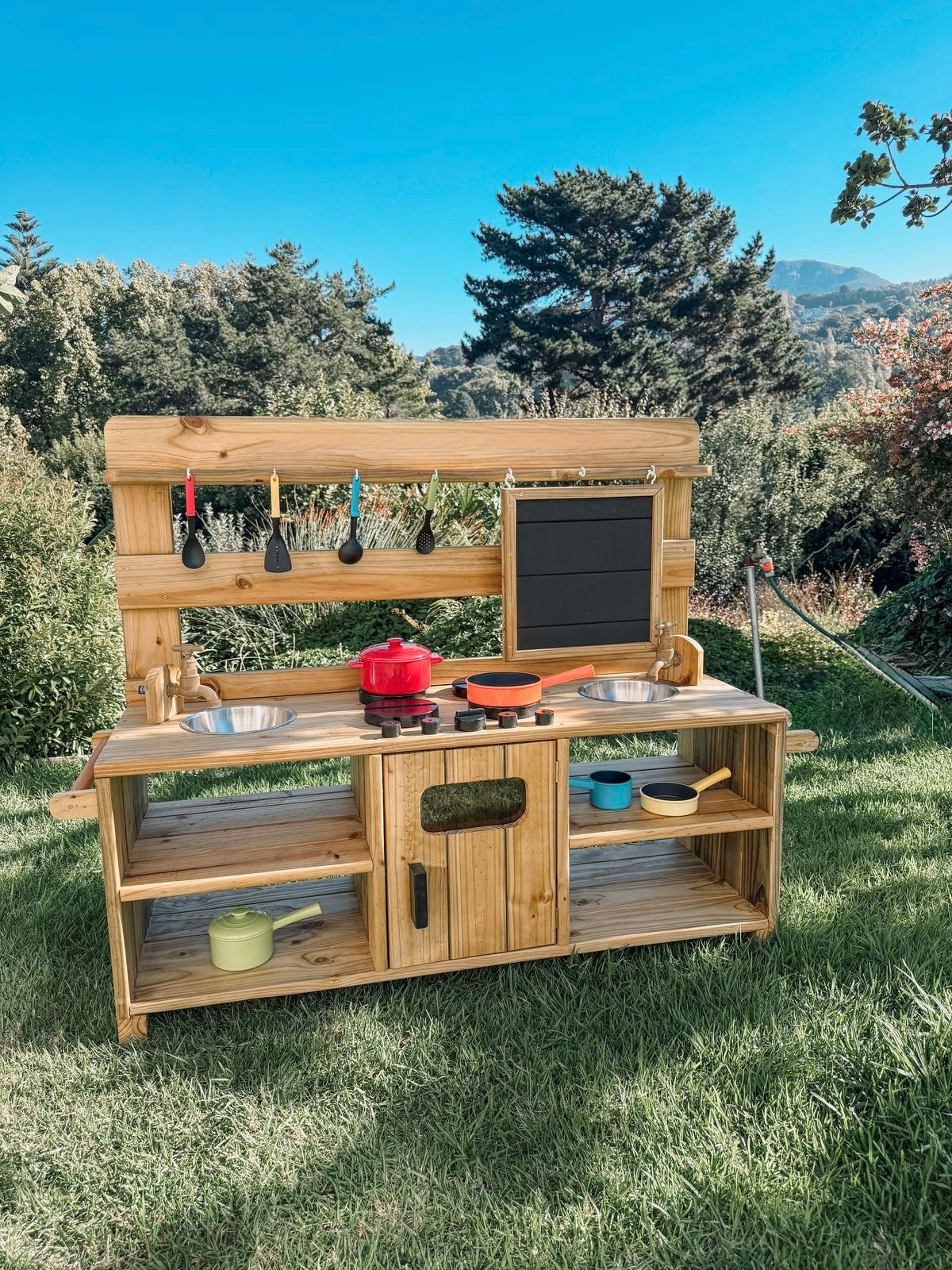 Double Mud Kitchen – Outdoor Wooden Play Kitchen Grandpa's