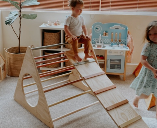Grandpa's Workshop Pikler Triangle and reversible Ramp and Slide.