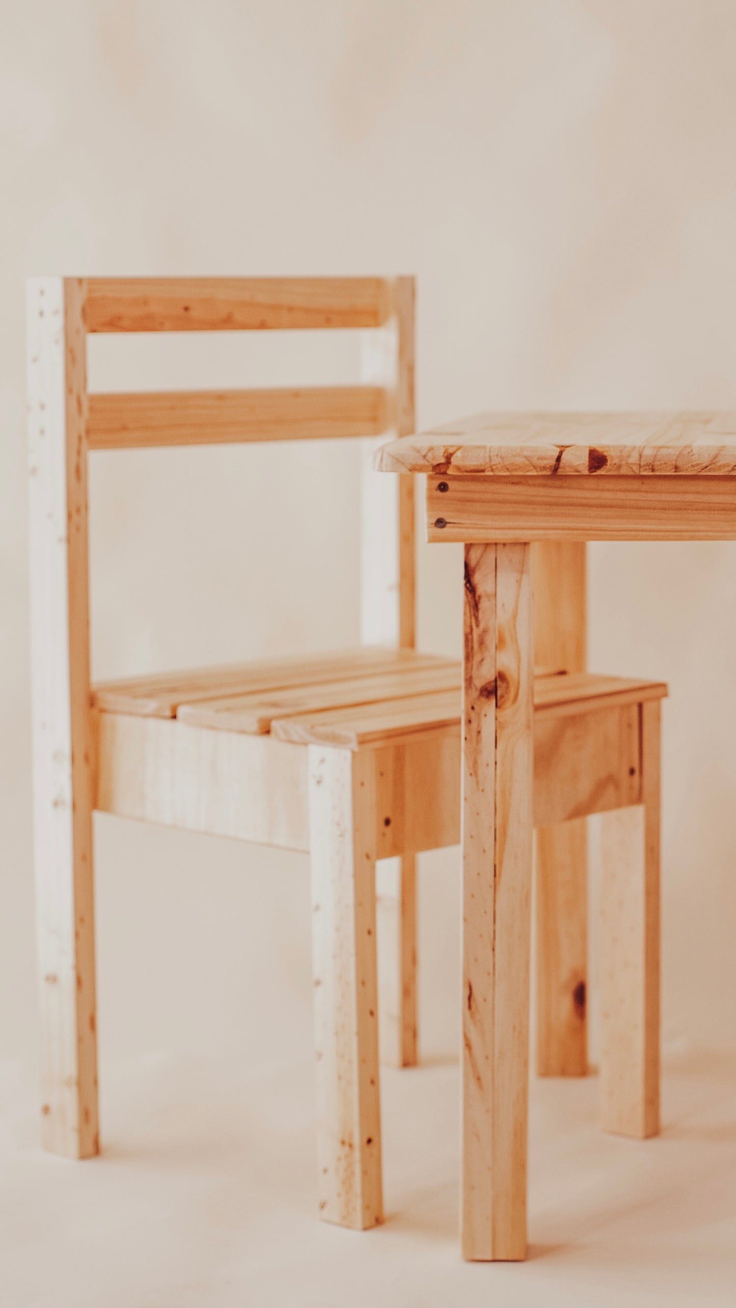 Classic wooden Kids Table and Chair Set in a clear varnish finish - Grandpa's Workshop
