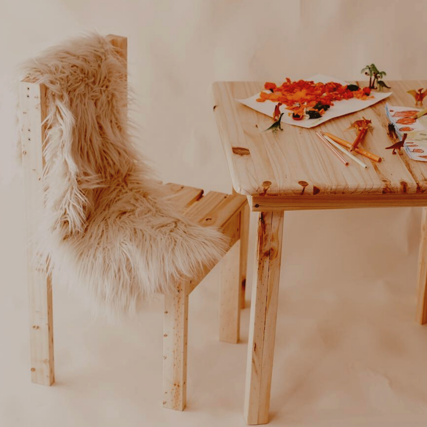 Load image into Gallery viewer, Personalised kids wooden chair made from a combination of pine and pine ply with a clear matte varnish finish. The names on the chairs are customisable to your preference of font style and colour.
