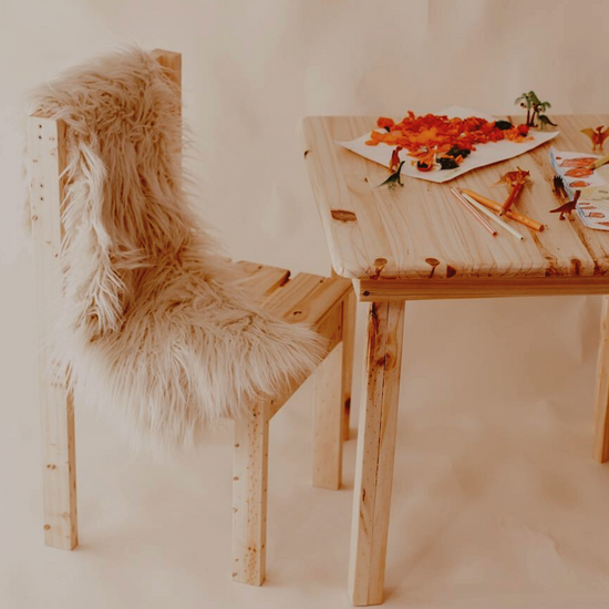 Personalised kids wooden chair made from a combination of pine and pine ply with a clear matte varnish finish. The names on the chairs are customisable to your preference of font style and colour.