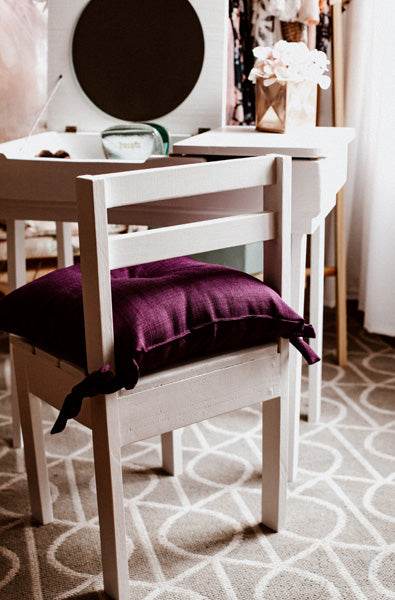 Classic wooden Kids Chair painted in white paint finish with Kids Dressing Table and Desk painted white - Grandpa's Workshop