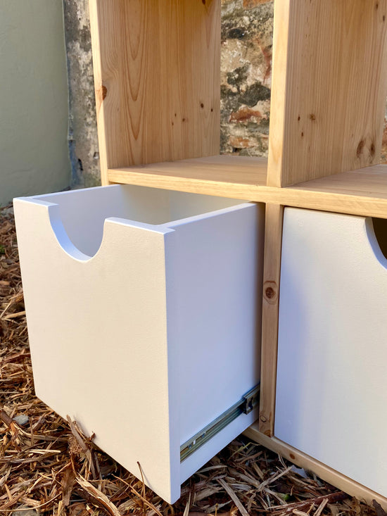 White painted drawer on pull out sliders